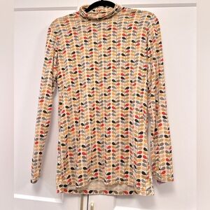 EUC UNIQLO Orla Kiely mock neck top